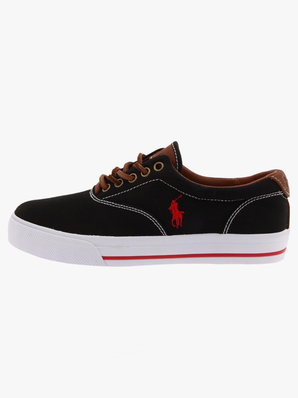 Polo by Ralph Lauren Black Vaughn Canvas Lace Up Sneaker Size 10.5
